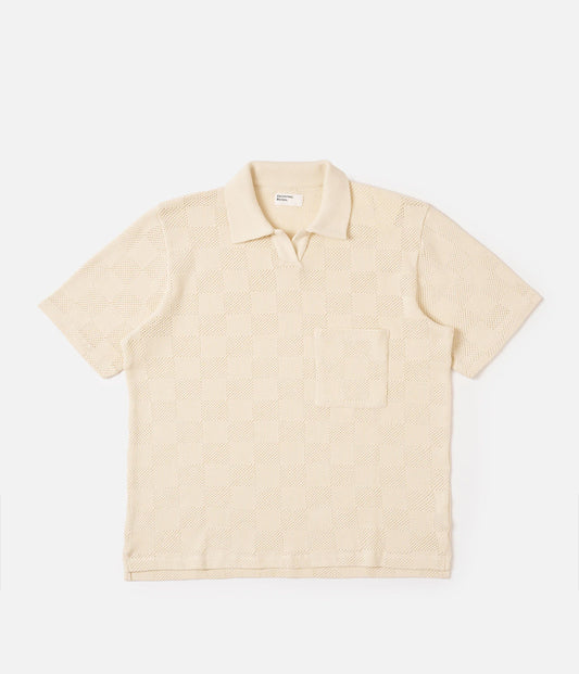 Fantasy Checkerboard Vacation Polo Ecru