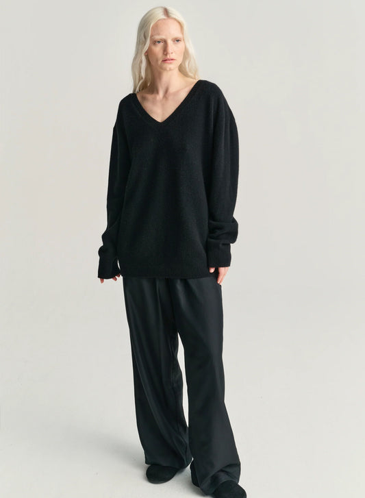 V-neck Wool Cashmere Black