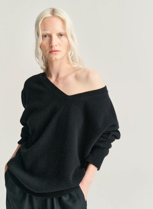 V-neck Wool Cashmere Black