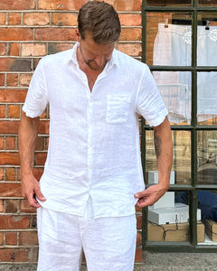 SHORT SLEEVE SHIRT LINEN WHITE