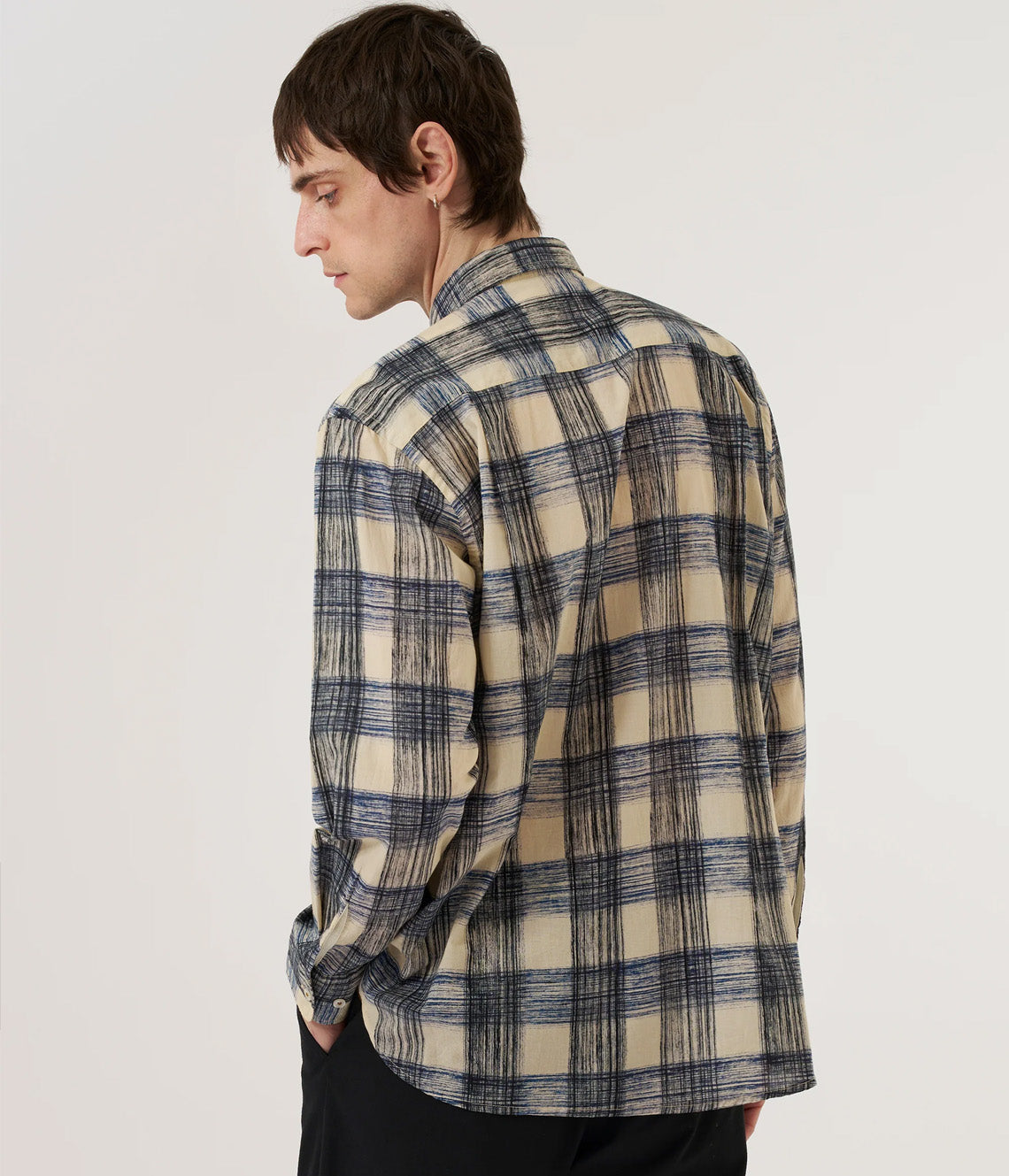 Window Panes Square Pocket Shirt Navy