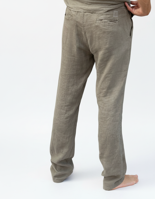 THE LINEN TROUSER ARMY OLIVE