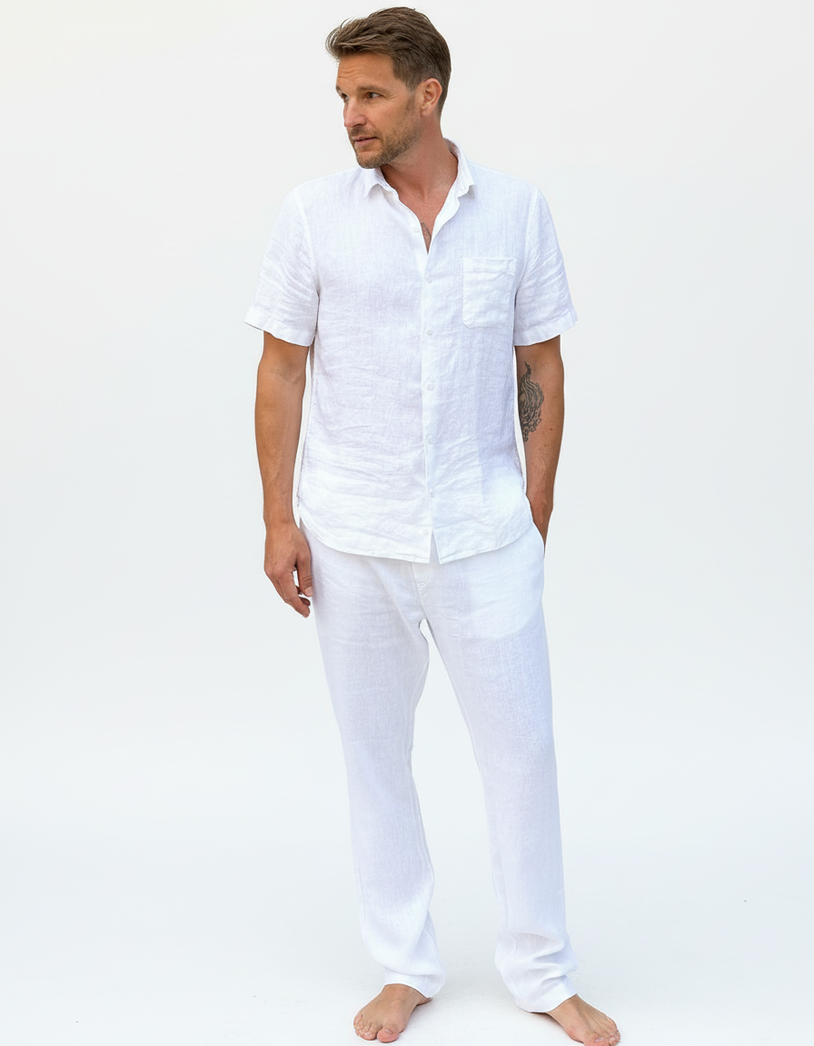 The Linen Trouser White
