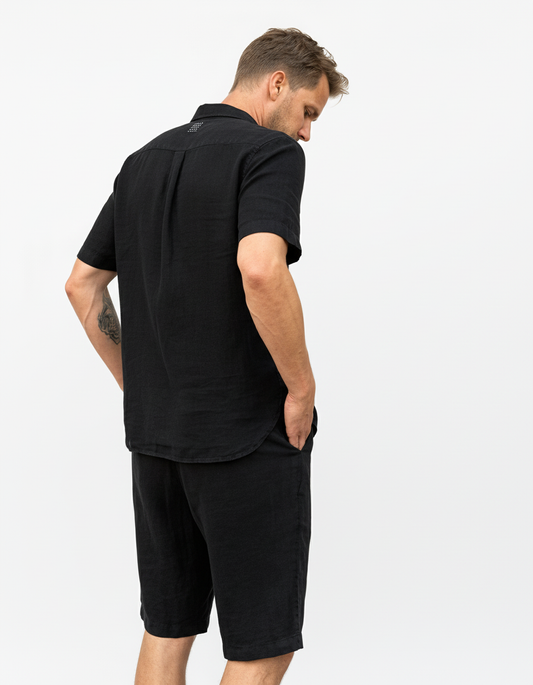 LINEN SHORTS BLACK