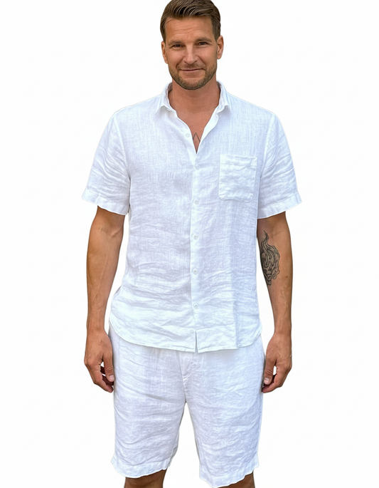 SHORT SLEEVE LINEN SHIRT WHITE