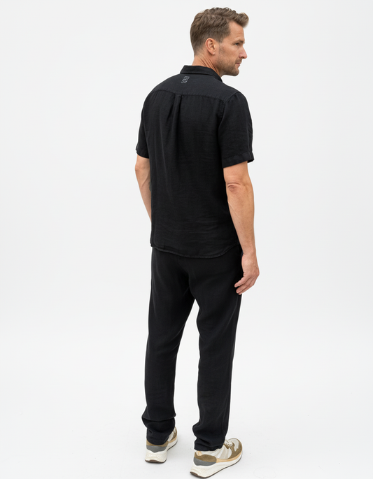 KORTÄRMAD LINNESKJORTA BLACK