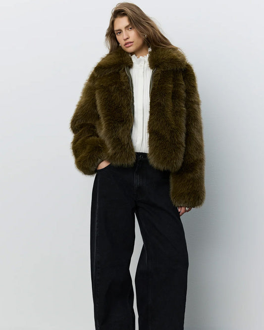 METASW FAUX FUR BOMBER JACKET