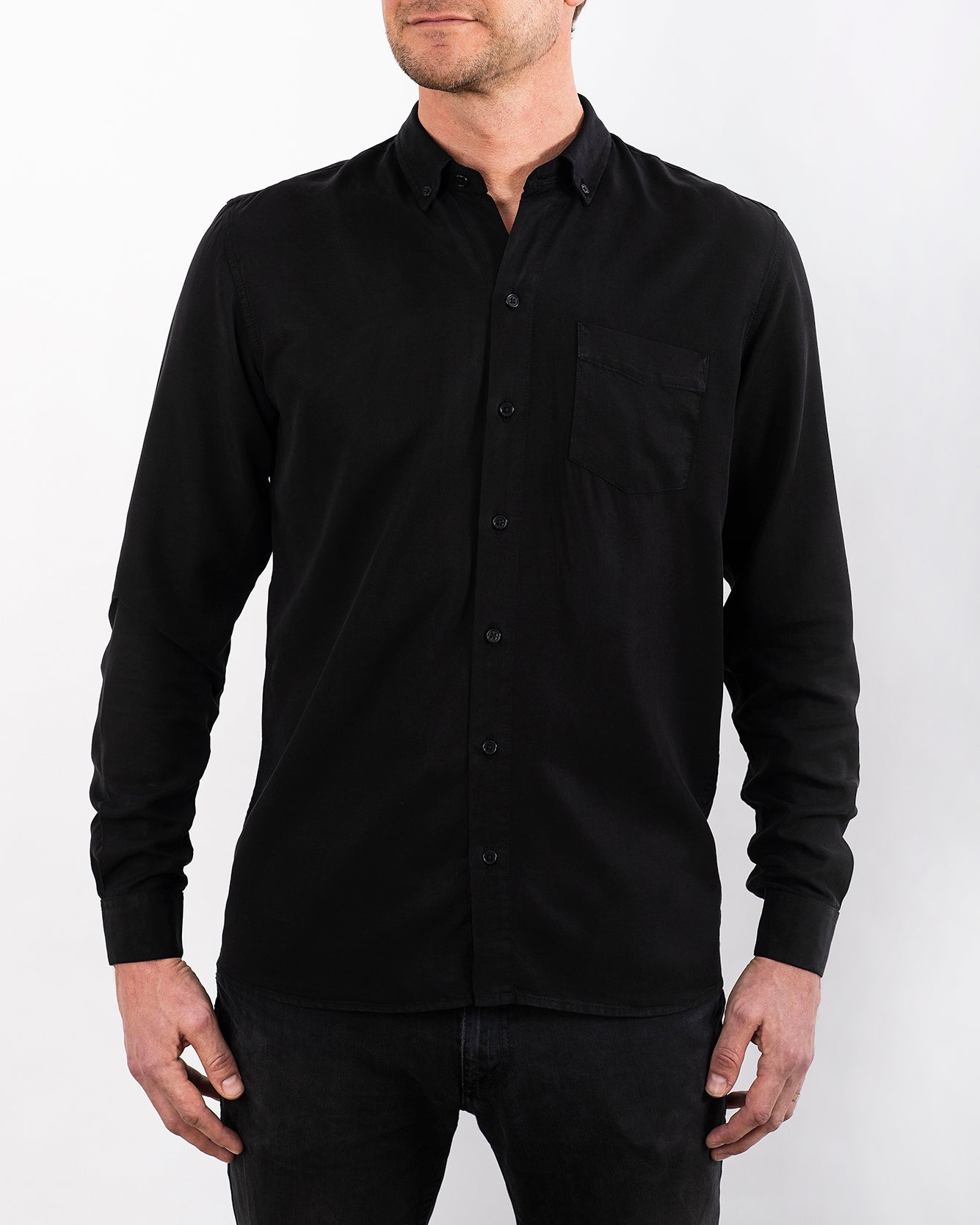 TENCEL SHIRT BLACK-shirts-Blankdays