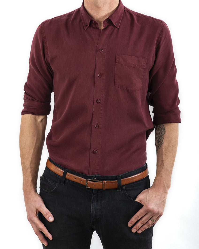 TENCEL SHIRT DEEP BURGUNDY-shirts-Blankdays