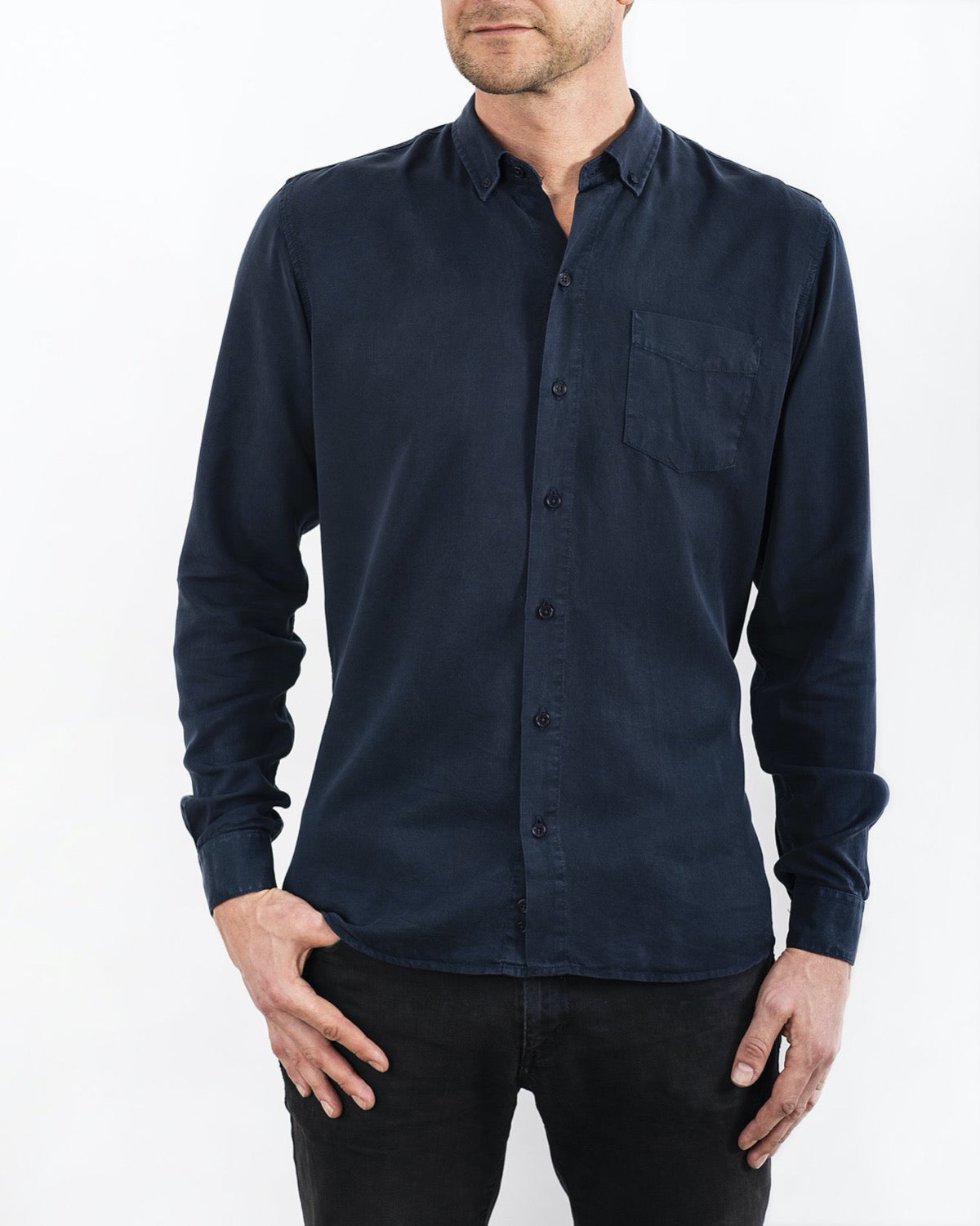 TENCEL SHIRT NAVY-shirts-Blankdays