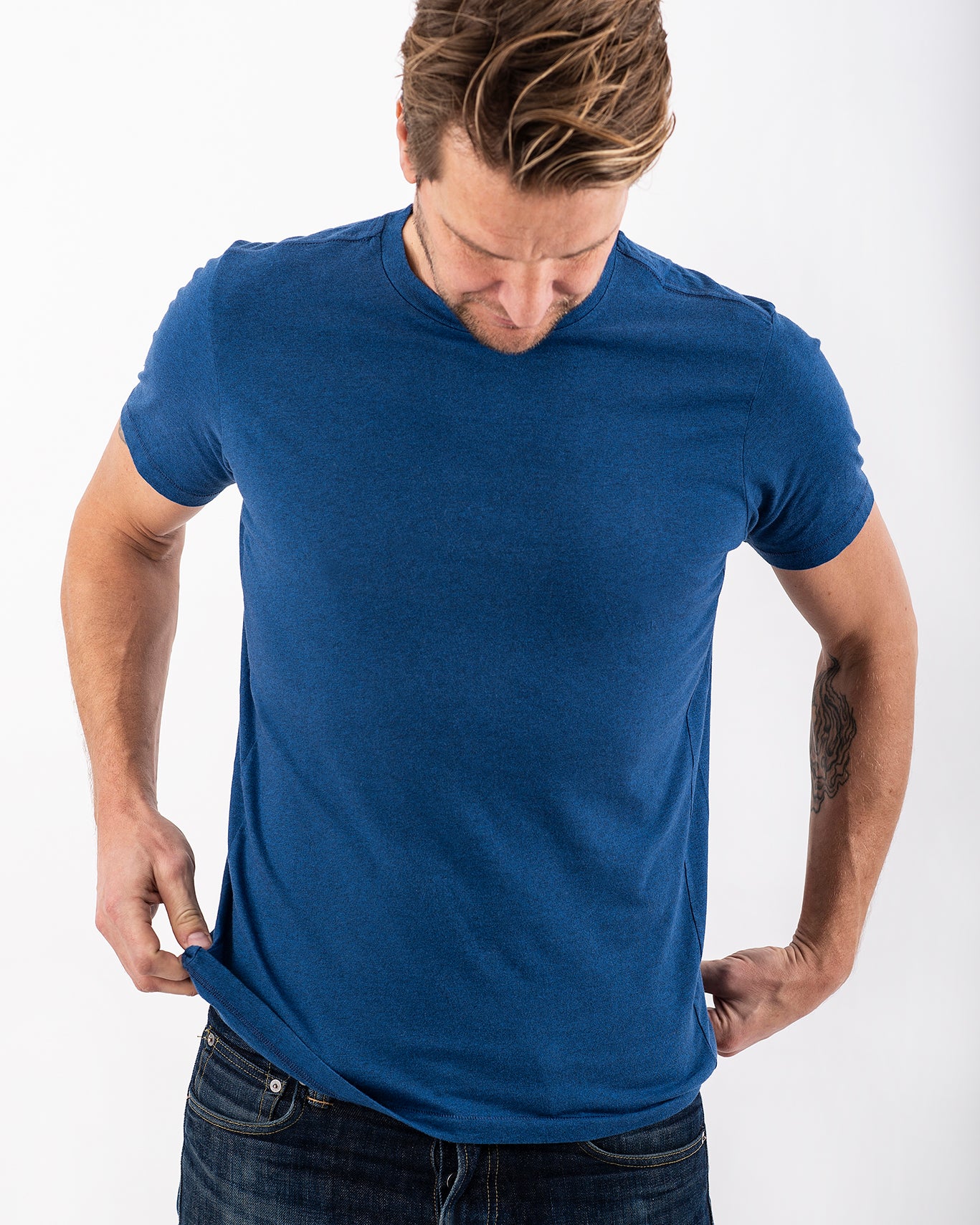 T-SHIRT BLUE MELANGE-T-shirt-Blankdays