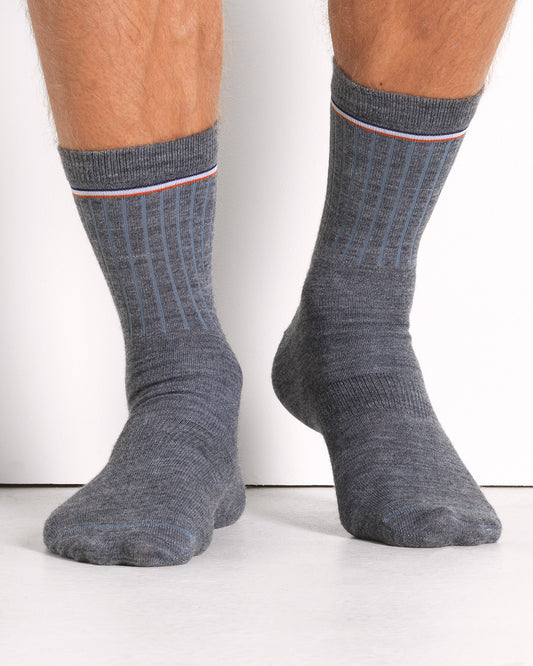 MERINO SOCK GREY MELANGE- 2 PACK-Merino sock-Blankdays