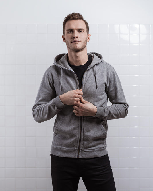 ZIP HOODIE GREY MELANGE-Zip hoodie-Blankdays