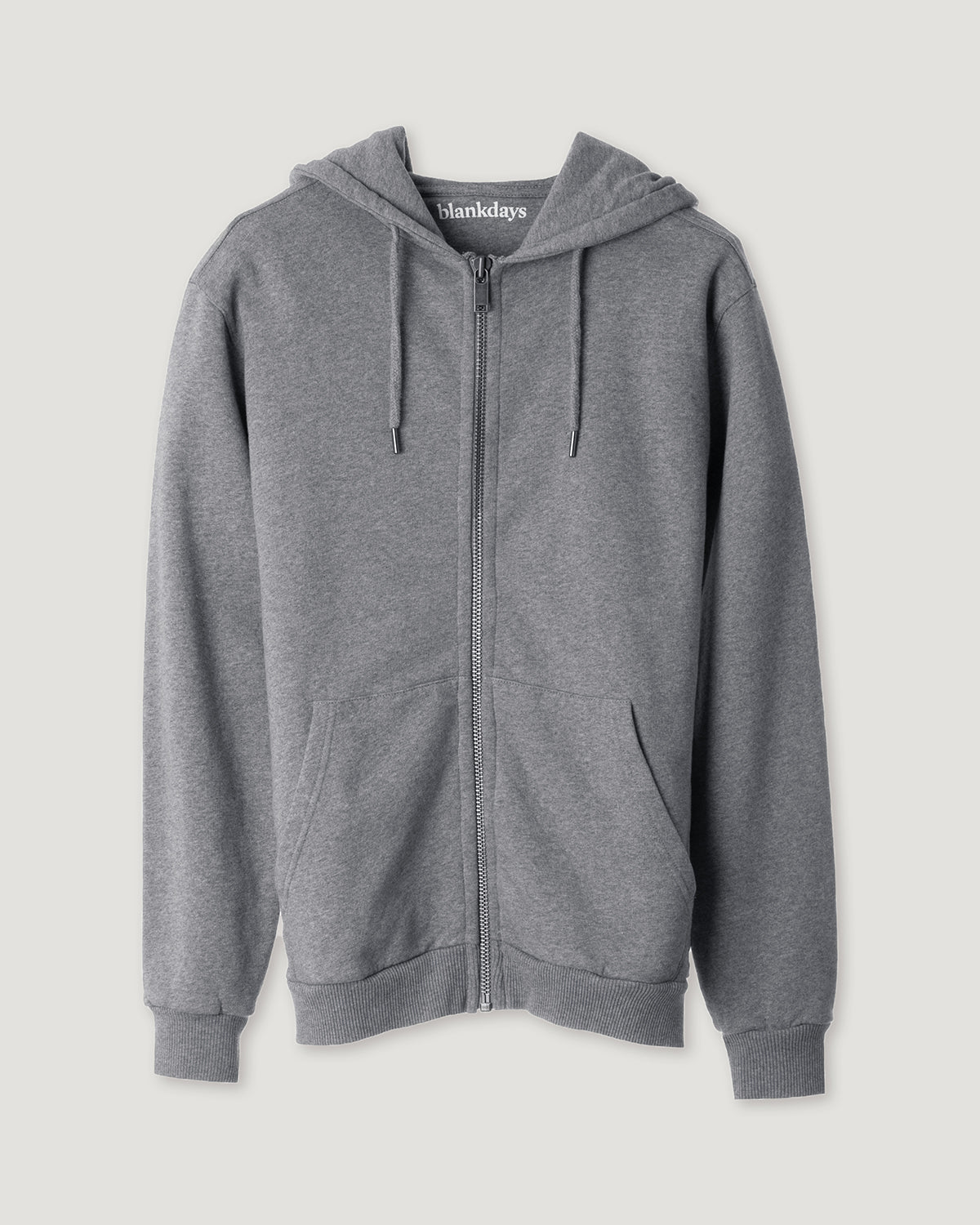 【COOR】Minimal Cotton Hooded Zip Jumper Melange Grey THE ZIP HOODIE GREY MELANGE – Blankdays